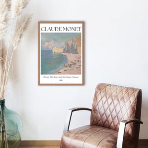 Claude Monet Étretat: The Beach and the Falaise d’Amont DIGITAL Download Printable Wall Art Print, Impressionist Exhibition Style Art Poster