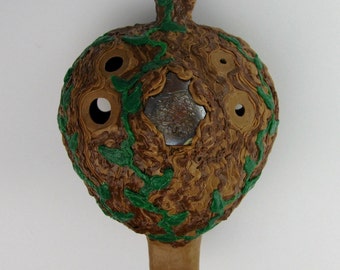 Boulder Opal 3Doodled plastic english pendant ocarina faux wood and vines DTPD
