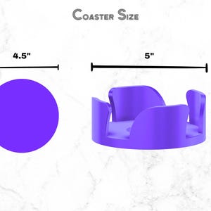 Pode incluir: Copo de apoio roxo com 4,5 polegadas de di&acirc;metro e uma abertura de 5 polegadas de largura. O copo de apoio tem 2 polegadas de altura.