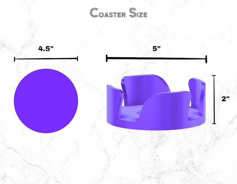 Pode incluir: Copo de apoio roxo com 4,5 polegadas de di&acirc;metro e uma abertura de 5 polegadas de largura. O copo de apoio tem 2 polegadas de altura.