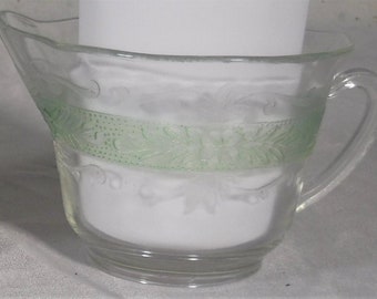 Vintage Antique Macbeth Evans Stippled Rose Band Clear con patrón S verde