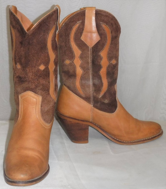 Vintage Tan Brown BOHO Leather Suede Cowboy Weste… - image 1
