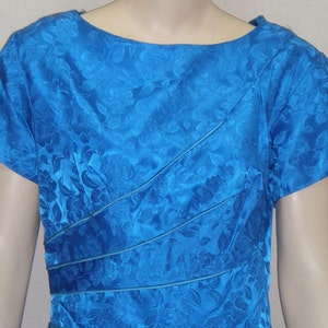 Vintage Royal Blue 1950's Wiggle Dress Size 18 Jacquard image 1