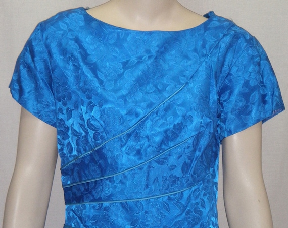 Vintage Royal Blue 1950's Wiggle Dress Size 18 Ja… - image 1
