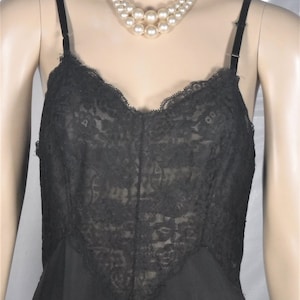 Vintage Vanity Fair Full Slip 36 S Black Lace Nylon Chiffon Lacy