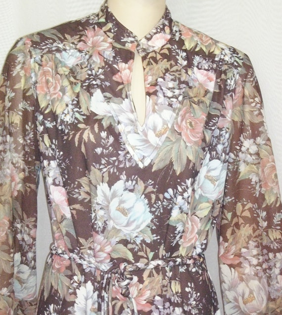 Vintage 1970's Floral BOHO Dress Medium Large