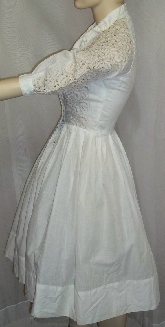 Vintage 1950s 1960s Cotton Career Day Dress Small - image 4