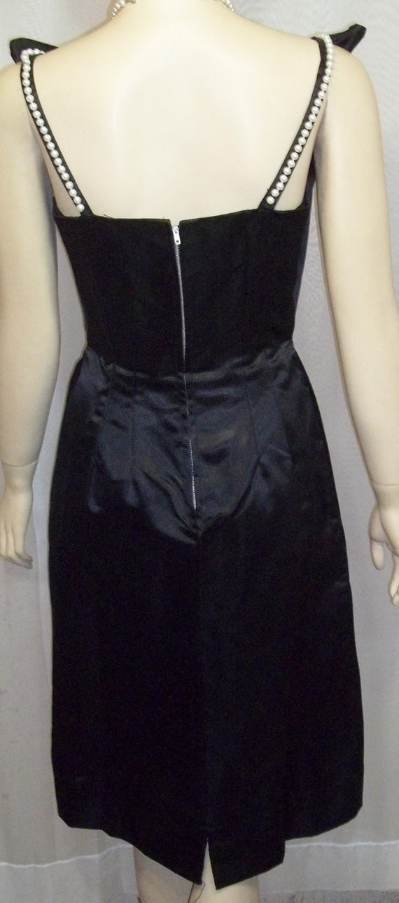 Vintage 1950's 1960's Cocktail Wiggle Dress Black… - image 4