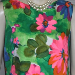 Vintage Andrade Resort Dress Mod Retro Tie Side Slit Bright Waikiki Medium