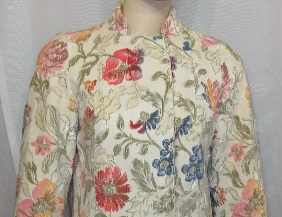 Vintage Tapestry Carpet BOHO Coat Jacket Baroque Floral Small | Etsy