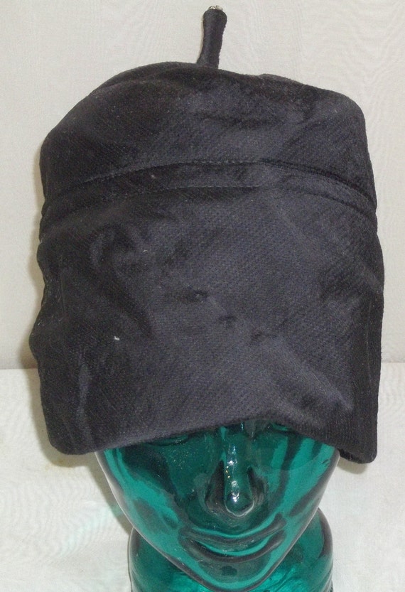 Vintage Black Fabric Bucket Hat Cloche Sears Fashi