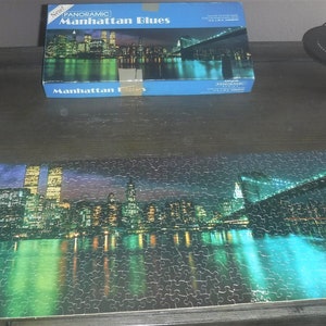 Vintage Springbok Manhattan Blues Panorama 700 Stück Puzzle Twin Towers New York Komplettes Markenzeichen