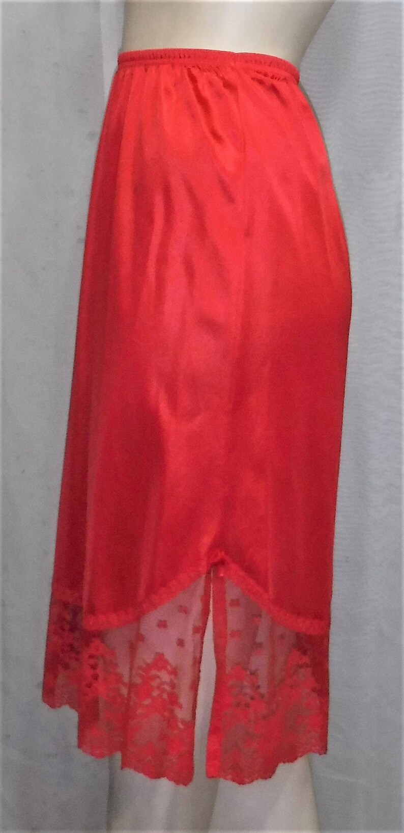 Vintage Vanity Fair Red Half Slip Nylon Lace Petite Tall Etsy