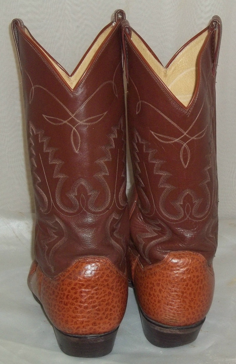 Vintage Mens Leather Sanders Cowboy Western Boots 8 1/2D Etsy