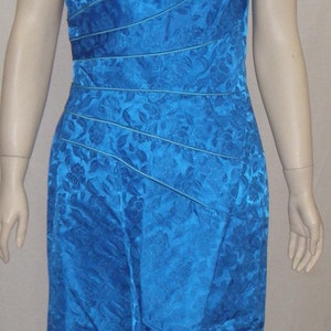 Vintage Royal Blue 1950's Wiggle Dress Size 18 Jacquard image 2