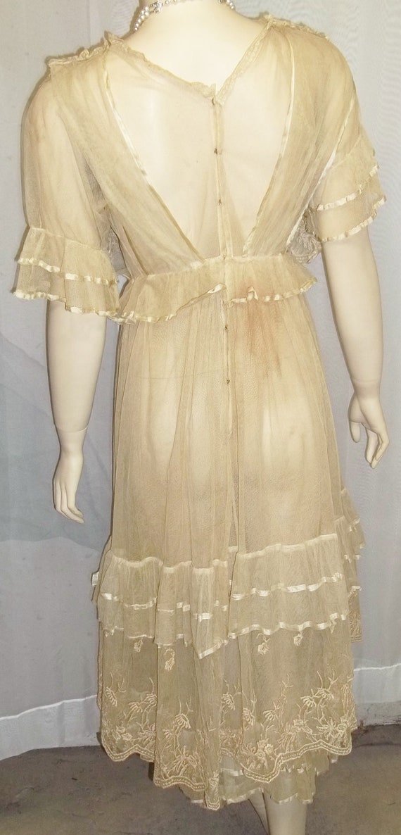 Antique Steampunk Net Lace Dress Victorian Edward… - image 4