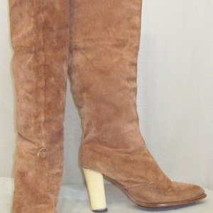 Vintage Boho Suede Leather Knee High Fashion Boots Womens 7M