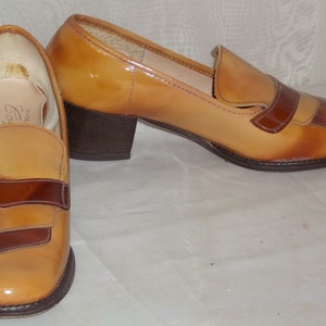 Vintage Coquette Loafers Patent Leather Heels Shoes Pumps 5 1/2