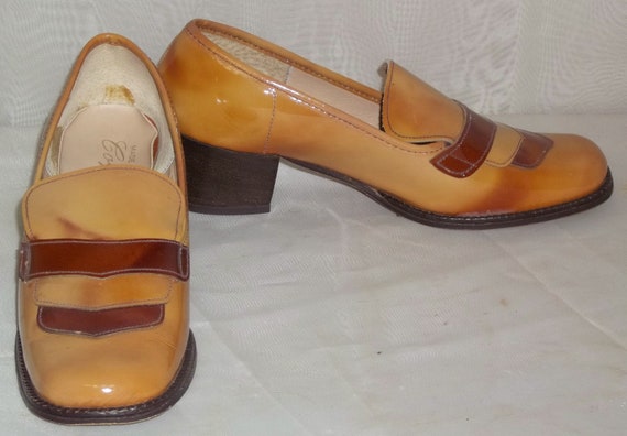 Vintage Coquette Loafers Patent Leather Heels Shoe
