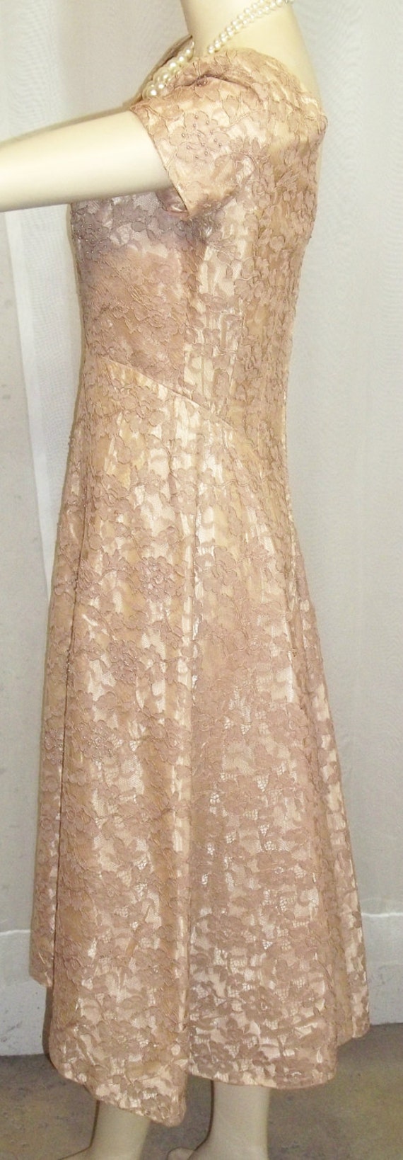 Vintage 1940's Norman Original Lace Overlay Cockt… - image 3