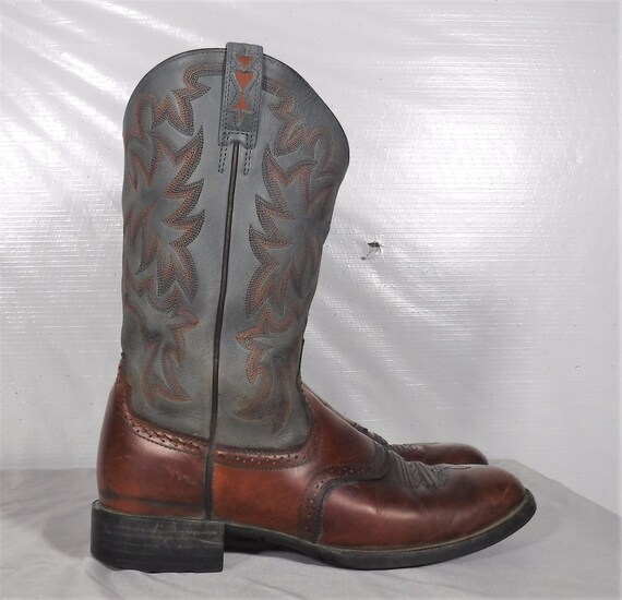 Vintage Ariat Ropers Mens Gray Brown Leather Cowb… - image 5