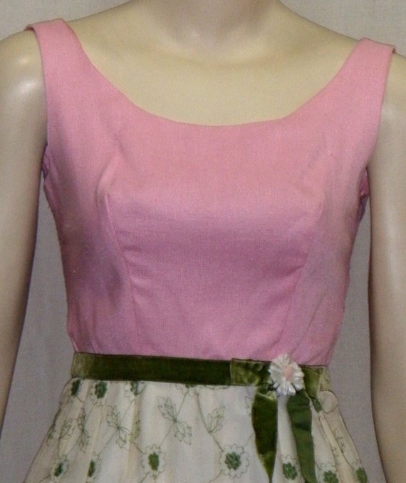1950's Vintage Maxi Dress Cotton Candy Pink Floral