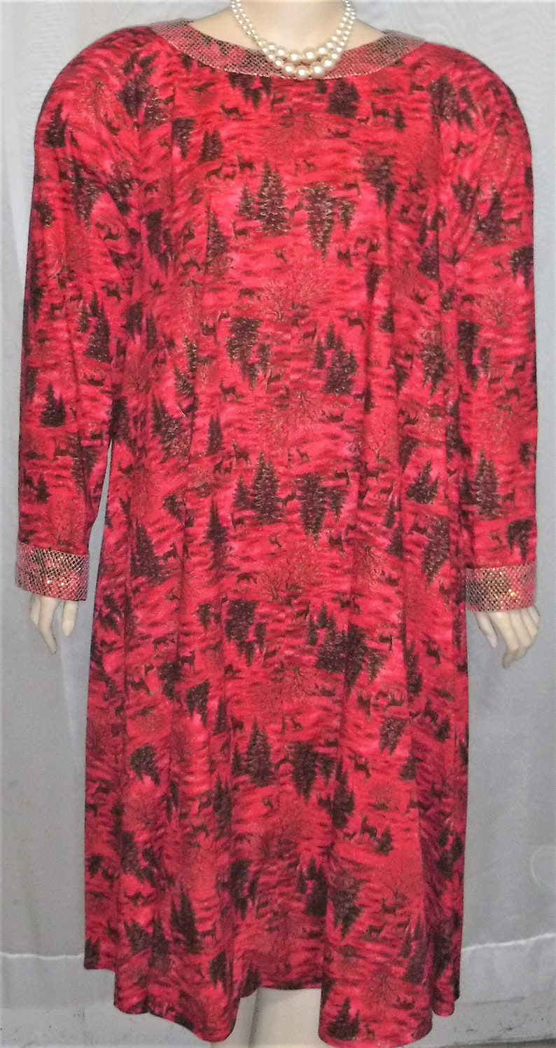 Vintage 1980/'s Christmas Tree Deer Dress Plus Size Maternity