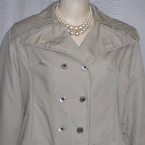 Vintage 1970&#39;s Women&#39;s Double Breasted Raincoat Trench Coat Rain Jacket 10 Khaki