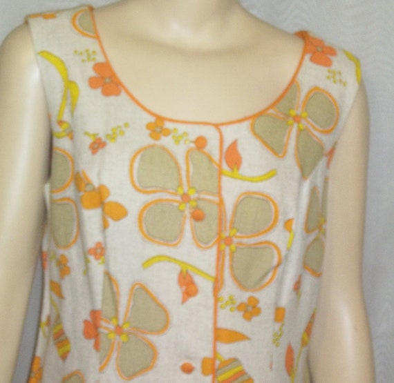 Vintage Mod Retro Cover Girl Miami Shift Linen Dress … - Gem