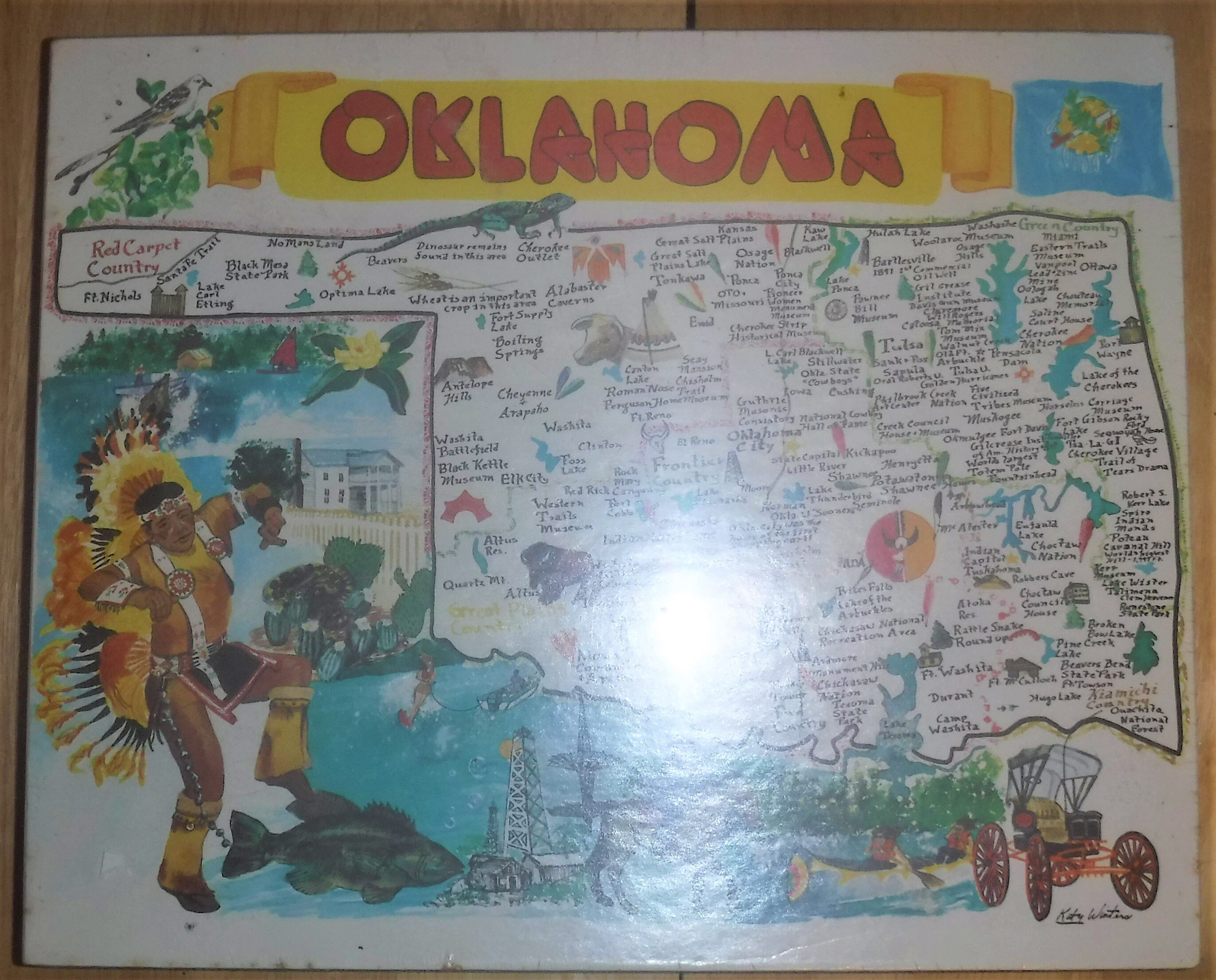 Vintage 1978 Sealed Nos Oklahoma State Map 550 Piece Jigsaw Etsy