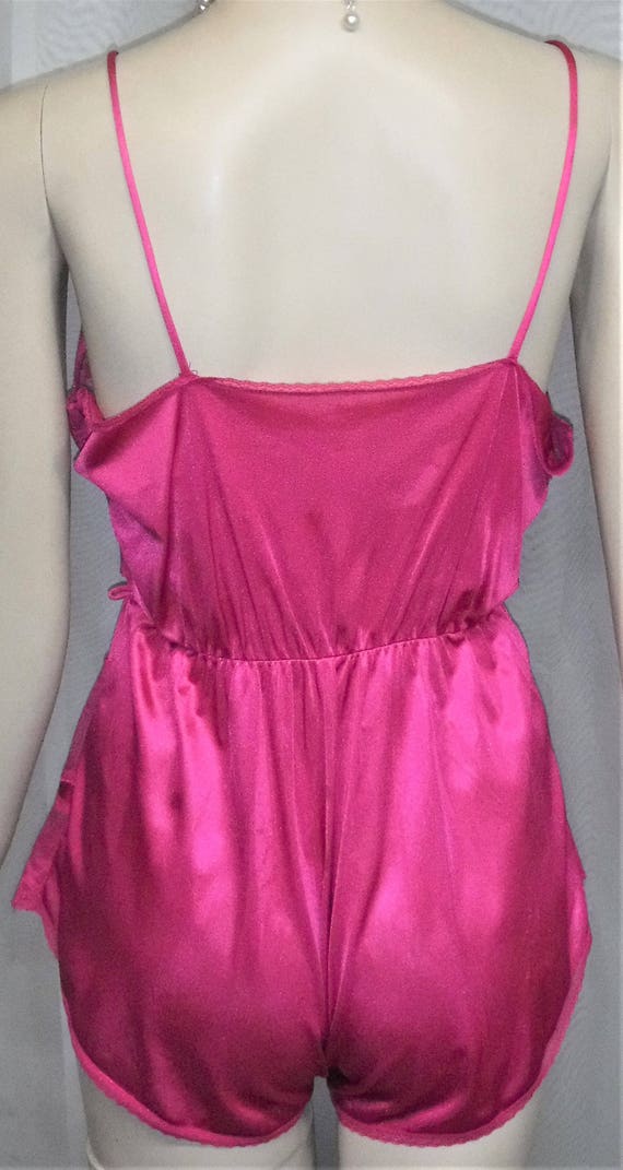 Vintage Texsheen Fuchsia Nylon Teddy Medium Rompe… - image 4