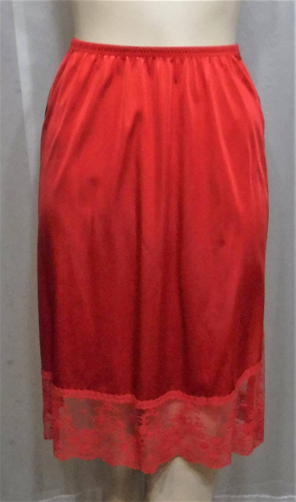 Vintage Vanity Fair Red Half Slip Nylon Lace Petite Tall Etsy