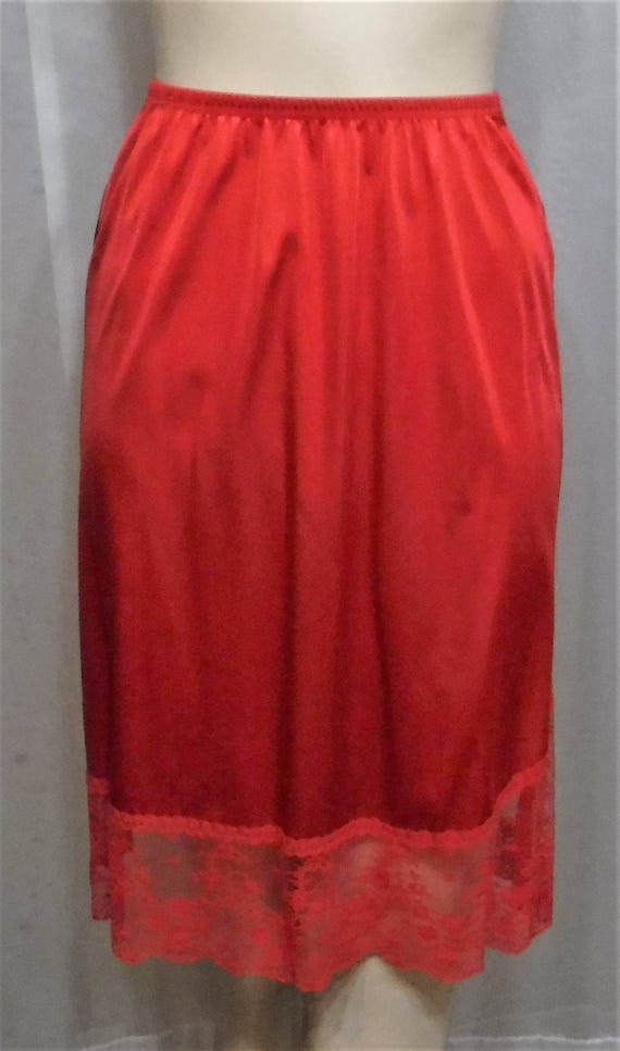 Vintage Vanity Fair Red Half Slip Nylon Lace Peti… - image 2