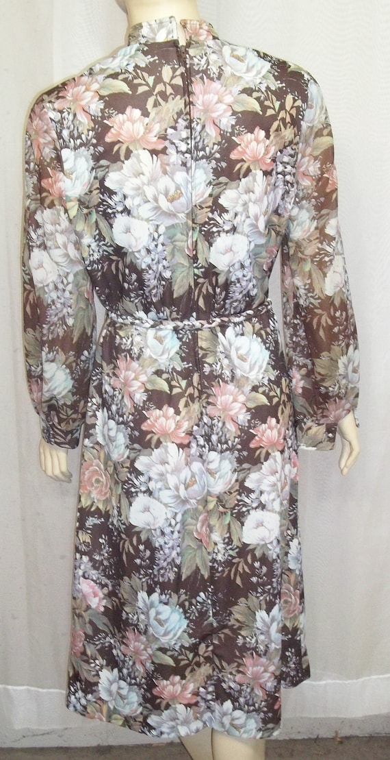 Vintage 1970's Floral BOHO Dress Medium Large - image 4