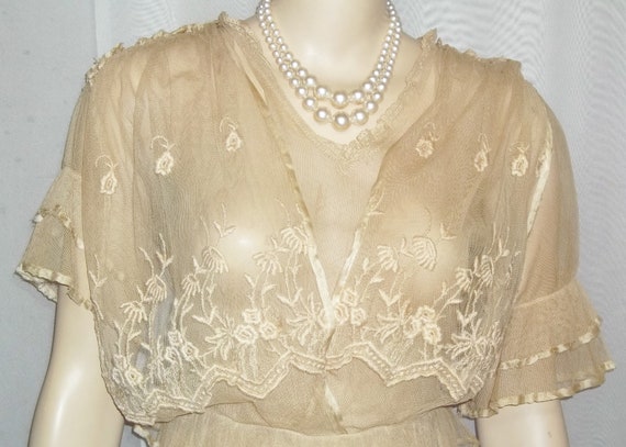 Antique Steampunk Net Lace Dress Victorian Edwardi