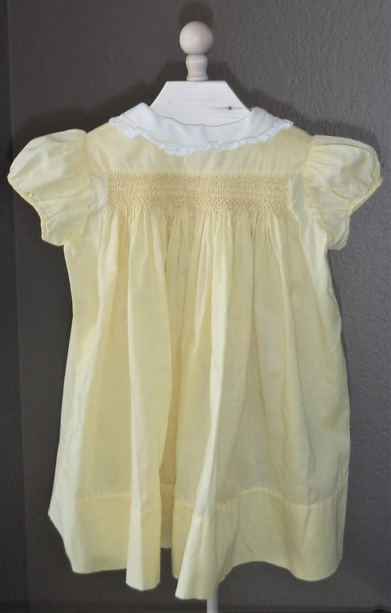 Vintage Yellow Baby Infant Toddler Girls Smocked D