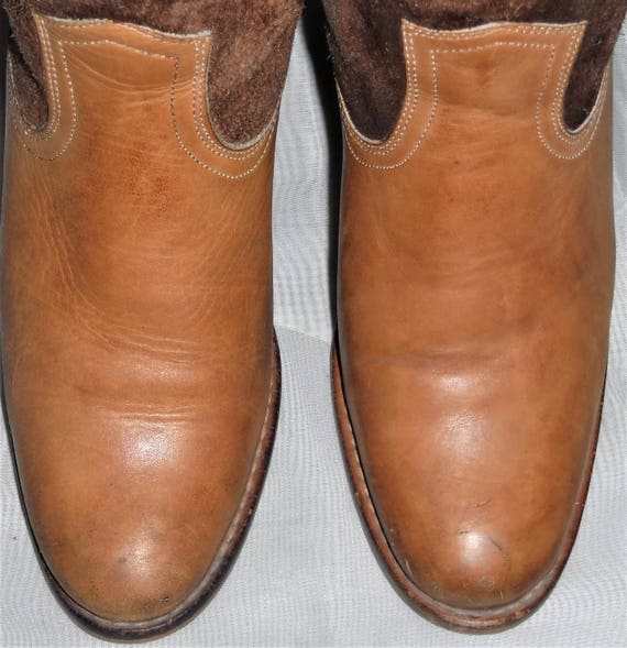 Vintage Tan Brown BOHO Leather Suede Cowboy Weste… - image 2