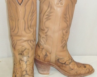 Vintage Miss Capezio BOHO Tall Leather Cowboy Boots Womens 8 M