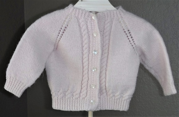 Vintage Pink Baby Infant Doll Girls Sweater Cardi… - image 1