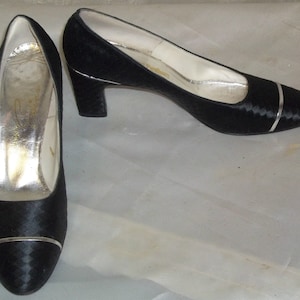 Vintage 1960&#39;s Evins Woolf Brothers Satin Heels Shoes Pumps 6 AA