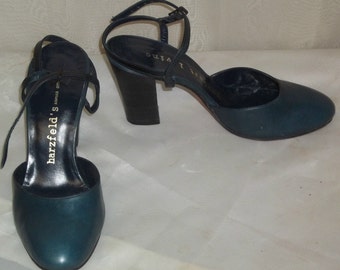 Vintage 1960's Herbert Levine Leather Slingback Heels Shoes Pumps 7 M