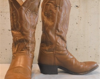 Vintage Herren Tony Lama Tan Ausgefallenes Leder Cowboy Western Boots 8 1/2 D