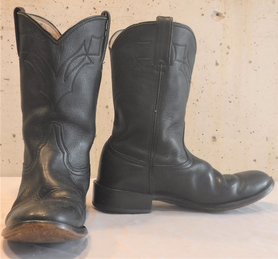 Vintage Durango Mens Roper Leather Black Cowboy W… - image 1