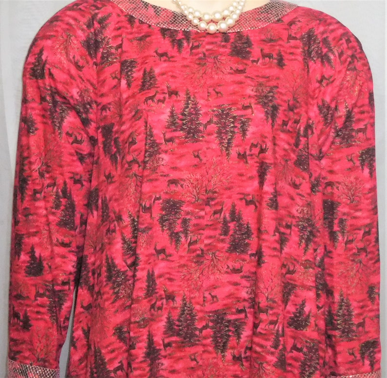 Vintage 1980/'s Christmas Tree Deer Dress Plus Size Maternity