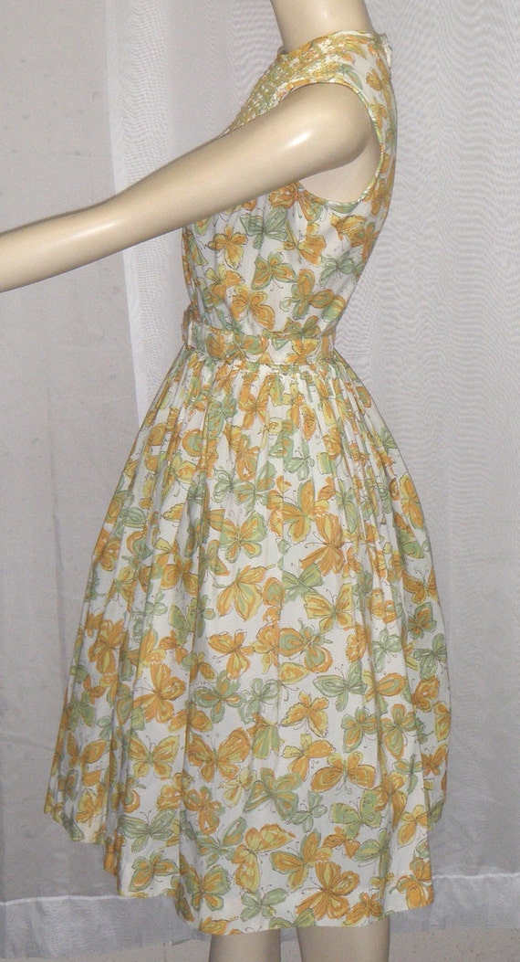 Vintage 1950's Butterfly Women's Day Dress Small … - image 3
