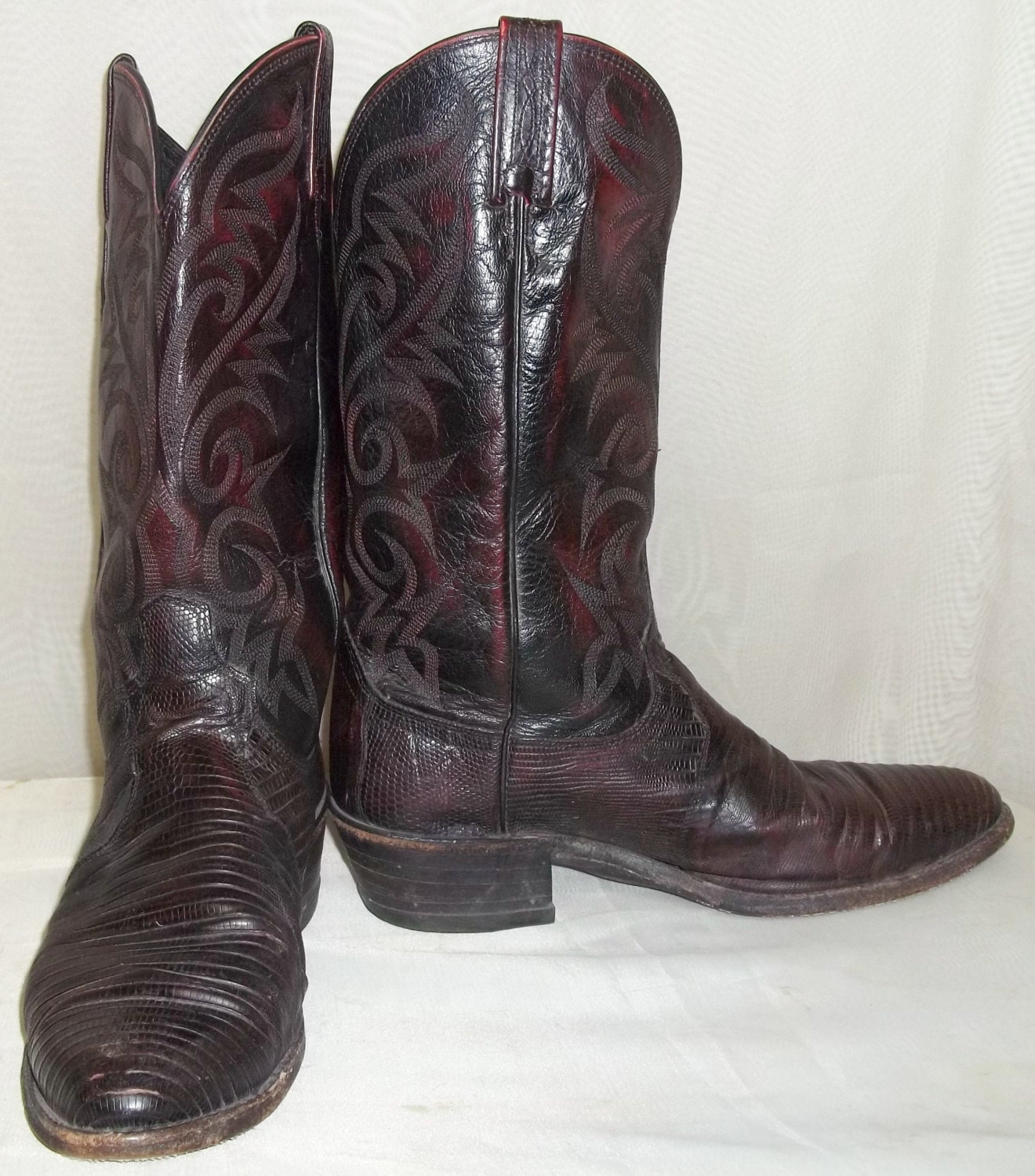 Bottes Western Vintage Homme Dan Post - Cuir Marron Et Noir - Taille 9.5 D