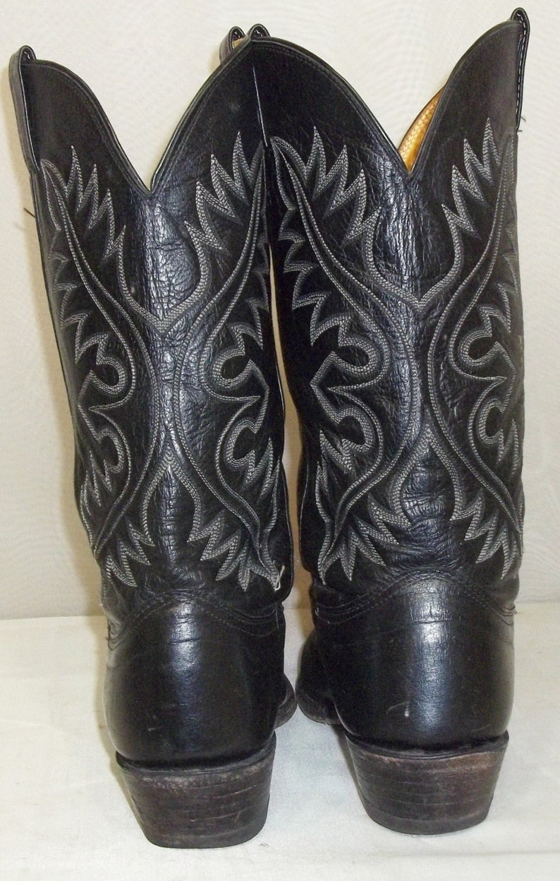Vintage Mens Nocona Leather Cowboy Western Boots 9 1/2D Black - Etsy