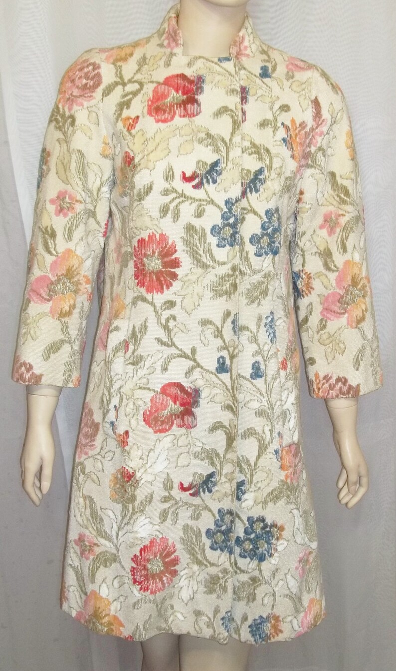 Vintage Tapestry Carpet BOHO Coat Jacket Baroque Floral Small Etsy