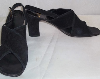 Vintage 1960's Amalfi Italiano Italia Zeus Pelle Peep Open Toe Heels Pumps 7 Scarpe