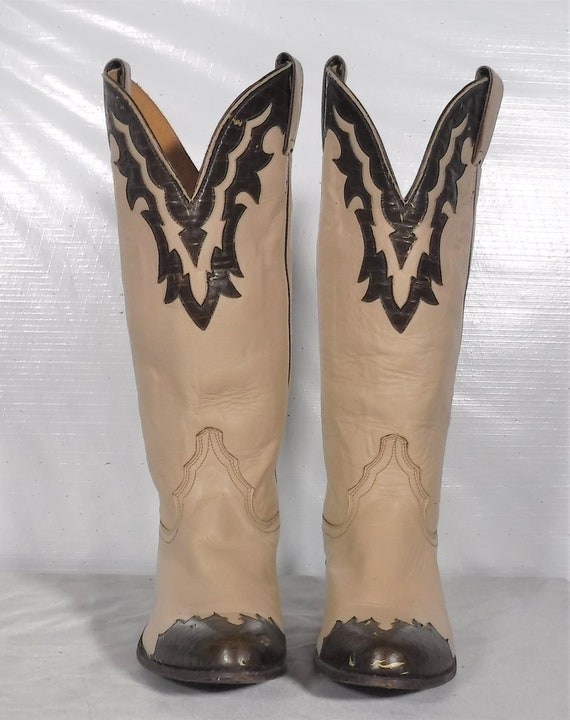 Vintage Women's Justin Beige Brown Leather Cowboy… - image 2